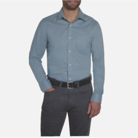 NEW Banana Republic Mens L Slim Fit Non-Iron Light Blue Dress Shirt Button down - Picture 1 of 8